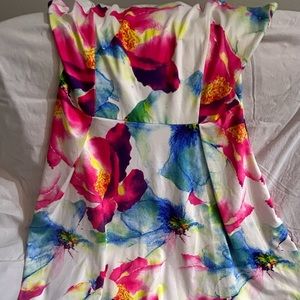 Pretty floral bright summer dress (S)